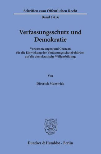 Cover for Murswiek · Verfassungsschutz und Demokrat (Book) (2019)