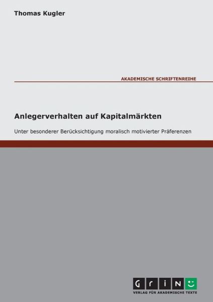 Cover for Kugler · Anlegerverhalten auf Kapitalmärk (Book)