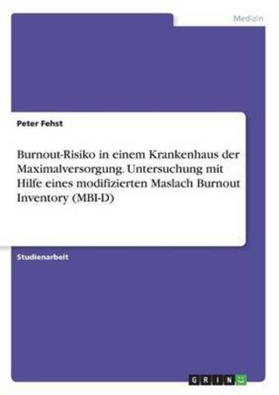 Cover for Fehst · Burnout-Risiko in einem Krankenha (Book) (2016)