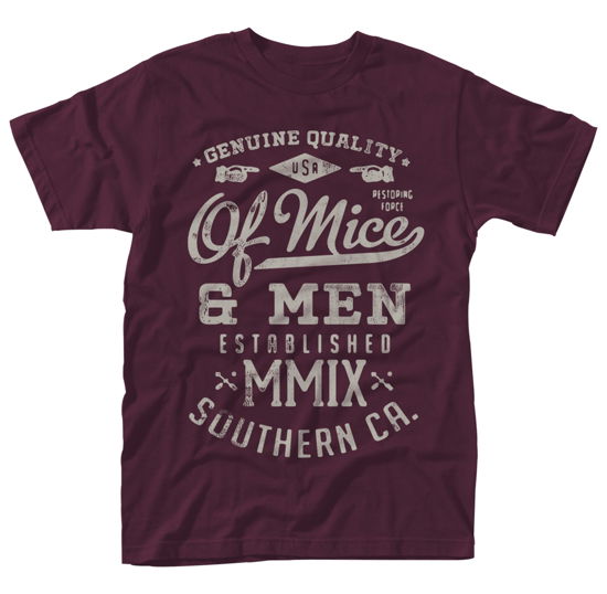 Of Mice & Men: Genuine (Maroon) (T-Shirt Unisex Tg 2Xl) - Of Mice & Men - Fanituote - PHM - 0803343150223 - maanantai 13. helmikuuta 2017