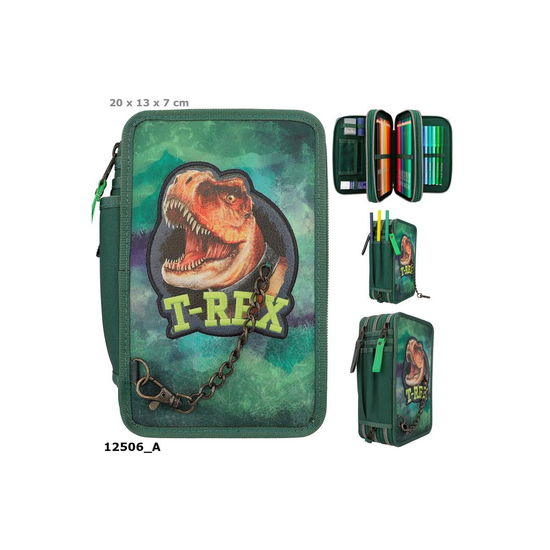 Cover for Dino World · Triple Pencil Case - T-rex - Green -( 0412506 ) (Toys)