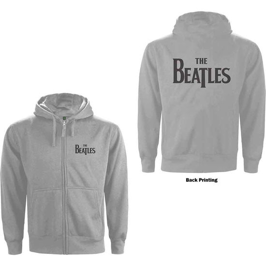 Cover for The Beatles · The Beatles Unisex Zipped Hoodie: Drop T Logo (Back Print) (Hoodie) [size XL] [Grey - Unisex edition] (2020)