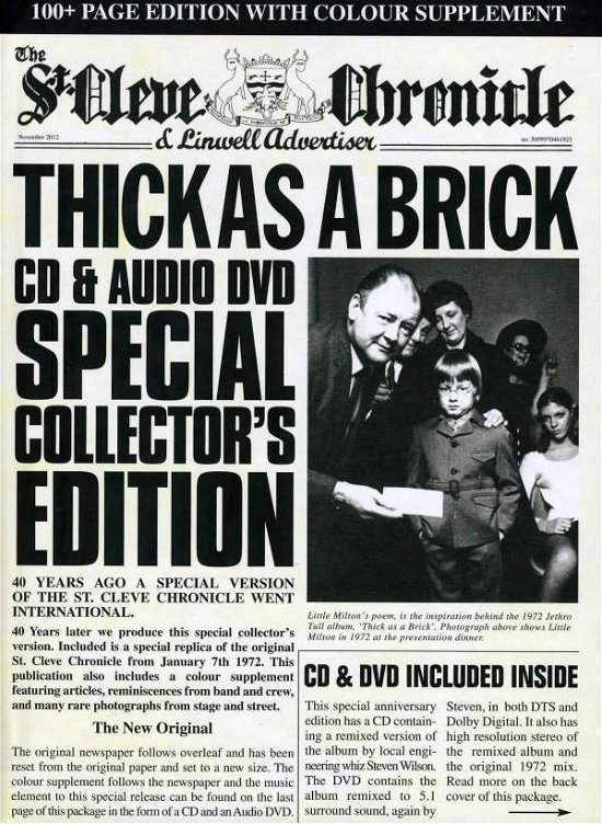 Cover for Jethro Tull · Thick As a Brick (40th Anniversary) (Cd+dvd) (Aniv) (DVD/CD) (2013)
