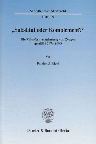 Cover for Rieck · &quot;Substitut oder Komplement?&quot; (Book) (2003)