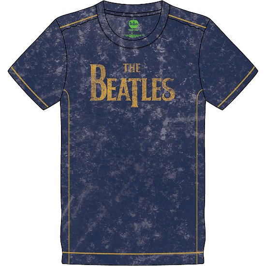 Cover for The Beatles · The Beatles Unisex T-Shirt: Drop T Logo Snow Wash (Wash Collection) (T-shirt) [size S] [Blue - Unisex edition]