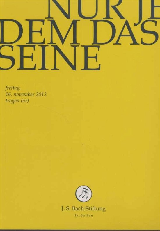 Cover for J.S. Bach-Stiftung / Lutz,Rudolf · Nur Jedem das Seine (DVD) (2014)