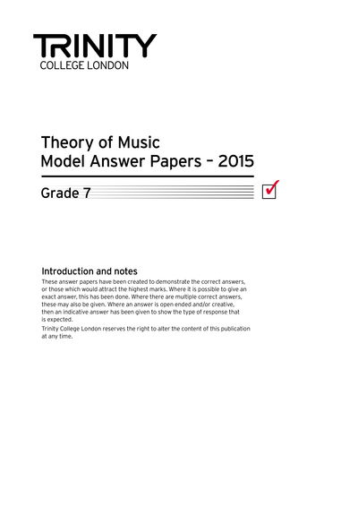 Trinity College London Theory Model Answers Paper (2015) Grade 7 - Trinity College Lond - Books - Trinity College London Press - 9780857365224 - March 3, 2016