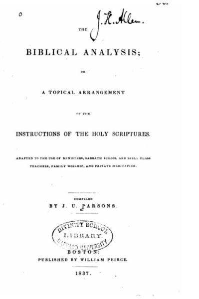 Cover for J U Parsons · The Biblical Analysis (Paperback Bog) (2016)
