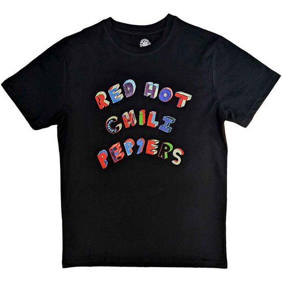 Cover for Red Hot Chili Peppers · Red Hot Chili Peppers Unisex T-Shirt: Colourful Letters (Black) (T-shirt)