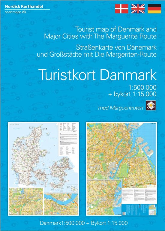 Turistkort Danmark med Margueritruten + bykort -  - Libros - Nordisk Korthandel - 9788779671225 - 22 de mayo de 2017