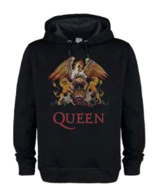 Queen Royal Crest Amplified Vintage Black Medium Hoodie Sweatshirt - Queen - Produtos - AMPLIFIED - 5054488895226 - 