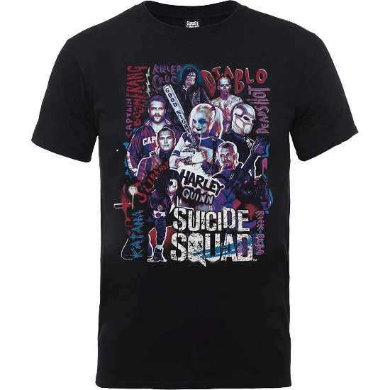 Cover for DC Comics · DC Comics Unisex Tee: Suicide Squad Harley's Character Collage (Klær) [size L] [Black - Unisex edition]