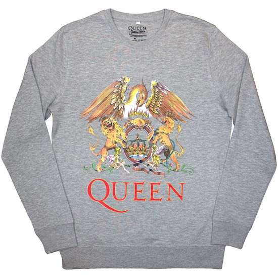 Cover for Queen · Queen Unisex Sweatshirt: Classic Crest (Grey) (CLOTHES) [size XS] (2024)