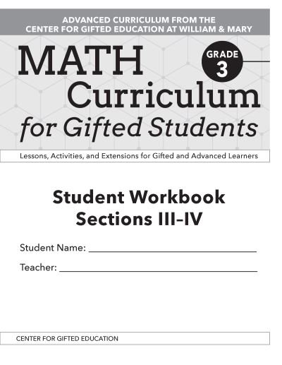 Cover for Clg Of William And Mary / Ctr Gift Ed · Math Curriculum for Gifted Students: Lessons, Activities, and Extensions for Gifted and Advanced Learners, Student Workbooks, Sections III-IV (Set of 5): Grade 3 (Paperback Bog) (2020)