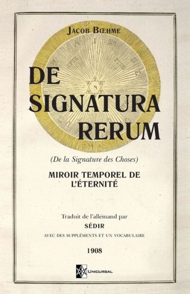 Cover for Jacob Boehme · De Signatura Rerum (De la Signature des Choses) (Paperback Book) (2020)