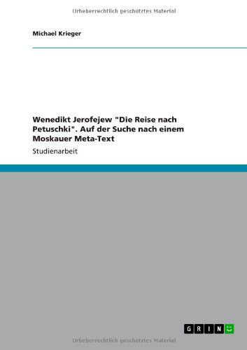 Cover for Krieger · Wenedikt Jerofejew &quot;Die Reise n (Book) [German edition] (2013)
