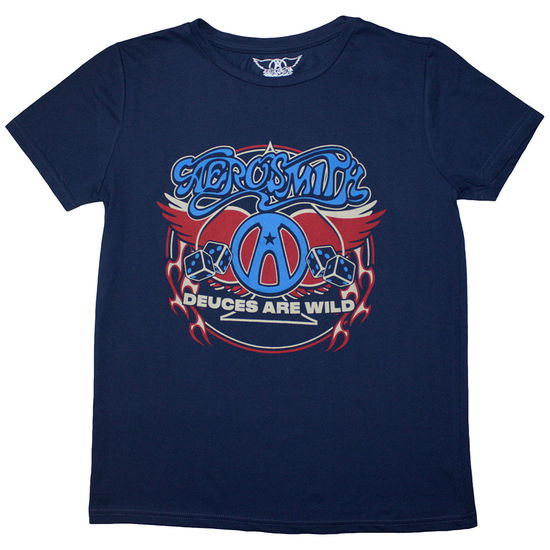 Cover for Aerosmith · Aerosmith Ladies T-Shirt: Rainbow Spade (Denim Blue) (T-shirt) [size S] (2024)