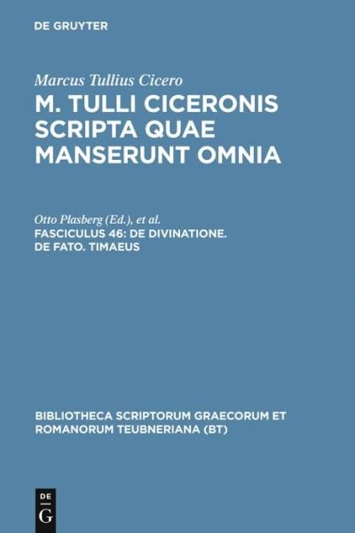 Cover for Marcus Tullius Cicero · De divinatione. De fato. Timaeus (Book) (1987)