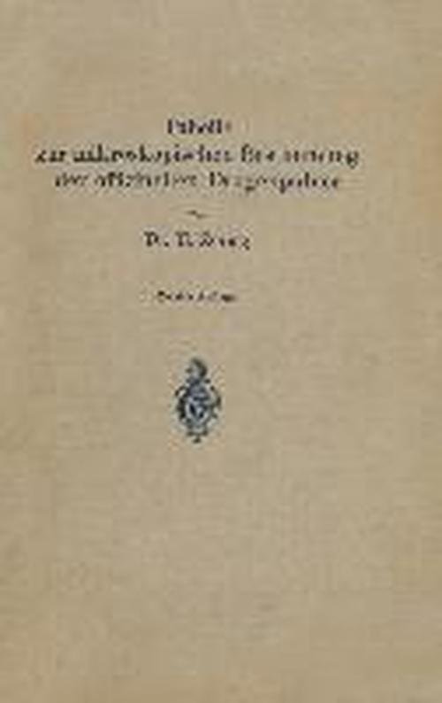 Cover for H Zoernig · Tabelle Zur Mikroskopischen Bestimmung Der Offizinellen Drogenpulver (Taschenbuch) [1925 edition] (1925)