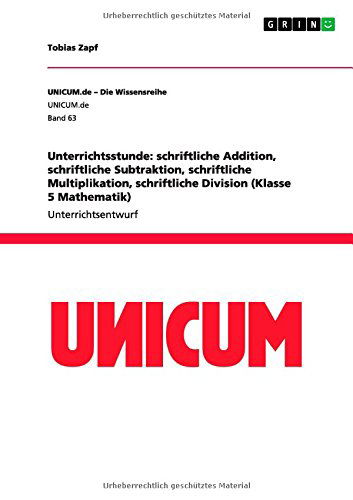 Cover for Zapf · Unterrichtsstunde: schriftliche Ad (Book) [German edition] (2014)