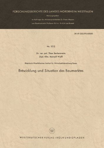 Cover for Theo Beckermann · Entwicklung Und Situation Des Baumarktes - Forschungsberichte Des Landes Nordrhein-Westfalen (Paperback Book) [1961 edition] (1961)