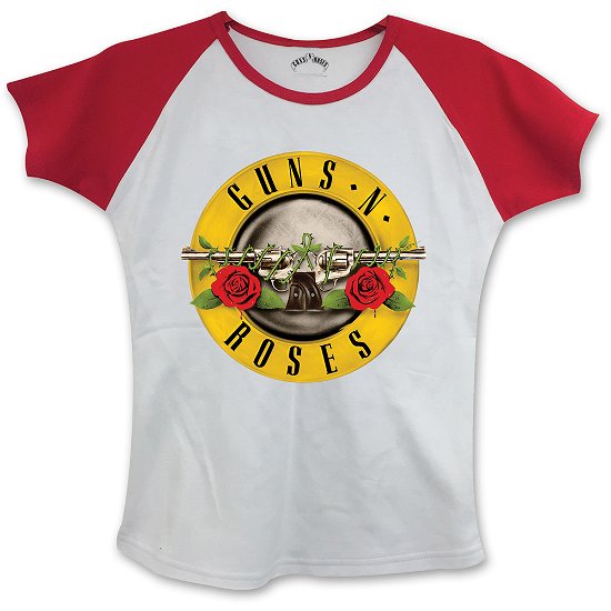 Cover for Guns N' Roses · Guns N' Roses Ladies Raglan T-Shirt: Circle Logo (Skinny Fit) (T-shirt) [size L] [White, Red - Ladies edition]