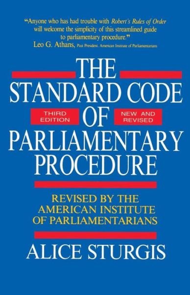 Cover for Alice Sturgis · The Standard Code of Parliamentary Procedure (Third Edition, New and Revised) (Paperback Bog) [Revised edition] (1996)