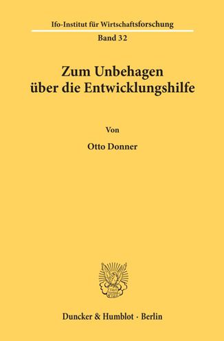 Cover for Donner · Zum Unbehagen über die Entwicklu (Book) (1962)