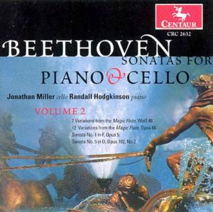 Sonatas for Piano & Cello 2 - Beethoven / Miller / Hodgkinson - Musikk - Centaur - 0044747263229 - 24. juni 2003