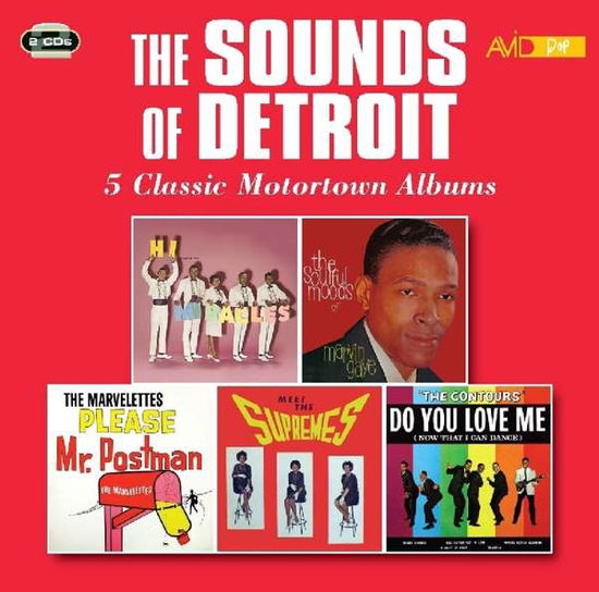 Cover for Miracles / Marvin Gaye / Marvelettes / Supremes / Contours · The Sounds Of Detroit - Five Classic Motortown Albums (Hi. Were The Miracles / The Soulful Moods Of / Please Mr Postman / Meet The Supremes / Do You Love Me) (CD) (2018)