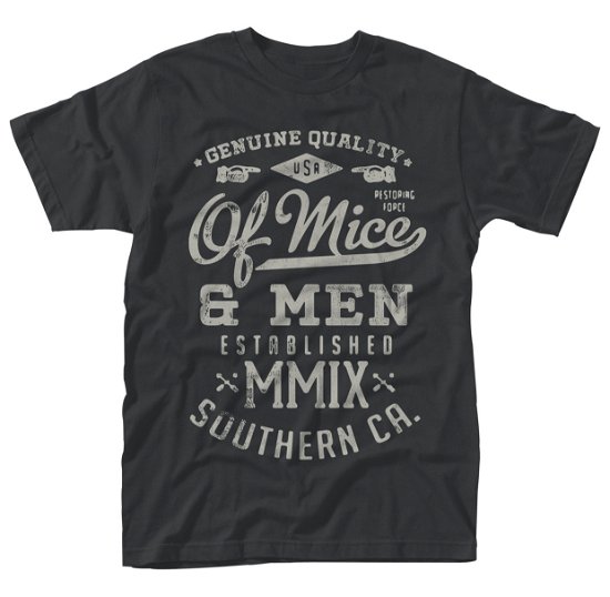 Cover for Of Mice &amp; Men · Of Mice &amp; Men: Genuine (Black) (T-Shirt Unisex Tg S) (N/A) [size S] [Black edition] (2017)