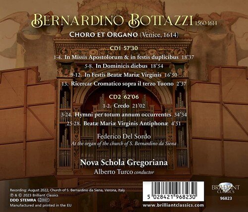 Cover for Nova Schola Gregoriana / Federico Del Sordo · Bottazzi: Choro et Organo (CD) (2023)