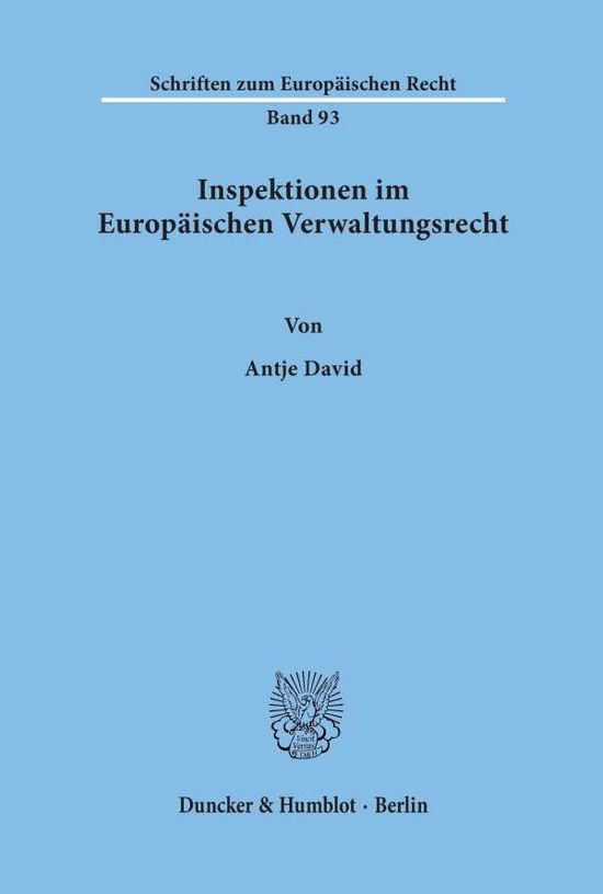 Cover for David · Inspektionen im Europäischen Verw (Book) (2003)