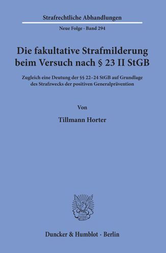 Cover for Horter · Die fakultative Strafmilderung b (Book) (2020)