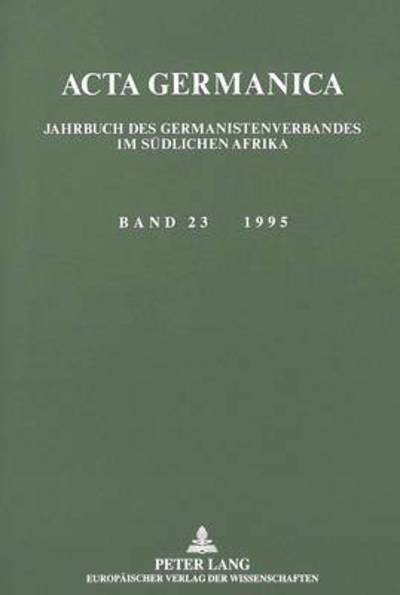Cover for Acta germanica: Jahrbuch des Germanistenverbandes im suedlichen Afrika (Paperback Book) (1994)