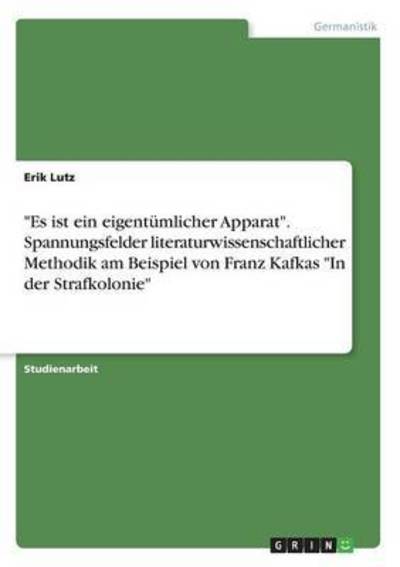 Cover for Lutz · &quot;Es ist ein eigentümlicher Apparat (Book) (2016)