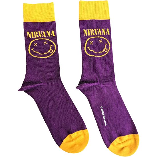 Nirvana Unisex Ankle Socks: Yellow Happy Face (UK Size 7 - 11) - Nirvana - Merchandise -  - 5056561092232 - 