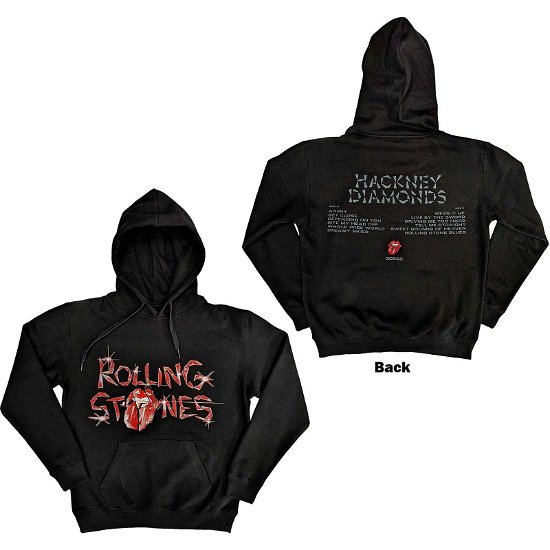 The Rolling Stones Unisex Pullover Hoodie: Hackney Diamonds Glass Logo (Back Print) - The Rolling Stones - Merchandise -  - 5056737200232 - 