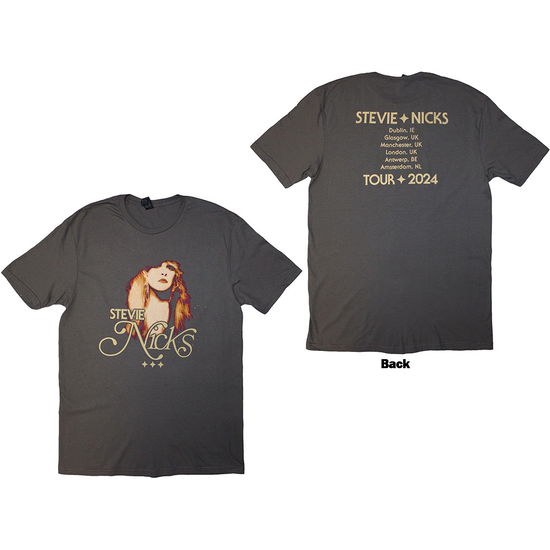 Cover for Stevie Nicks · Stevie Nicks Unisex T-Shirt: Tour '24 Vintage Photo (Charcoal Grey) (Back Print &amp; Ex-Tour) (T-shirt) [size L] (2025)