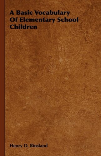 Cover for Henry D. Rinsland · A Basic Vocabulary of Elementary School Children (Innbunden bok) (2008)