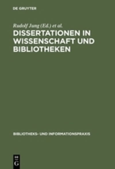 Cover for Rudolf Jung · Dissertationen in Wissenschaft Und Bibliotheken (Reprint 2014) (Hardcover Book) (1979)