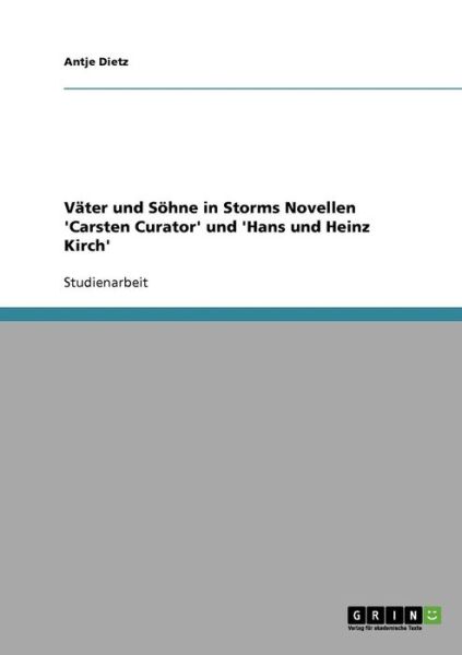 Cover for Dietz · Väter und Söhne in Storms Novelle (Book) [German edition] (2013)