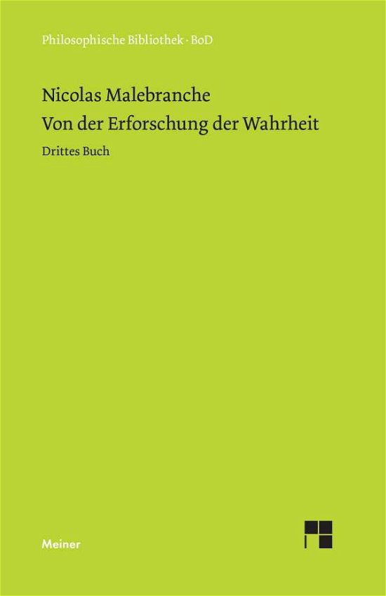 Cover for Nicolas Malebranche · Von Der Erforschung Der Wahrheit (Innbunden bok) [German edition] (1968)