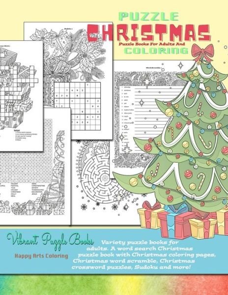 Cover for Vibrant Puzzle Books · CHRISTMAS puzzle books for adults and coloring. Variety puzzle books for adults. A word search Christmas puzzle book with Christmas coloring pages, Christmas word scramble, Christmas crossword puzzles, Sudoku and more!: Christmas coloring books for adults (Paperback Book) (2020)