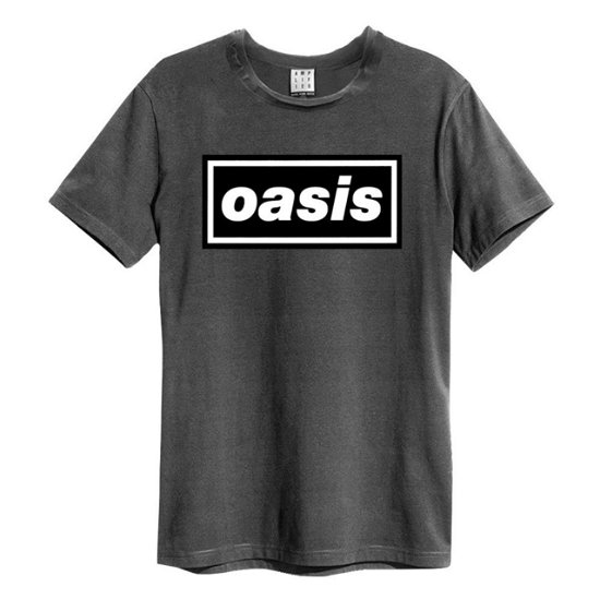 Oasis Logo Amplified Vintage Charcoal Large T Shirt - Oasis - Merchandise - AMPLIFIED - 5054488476234 - 10. juni 2022
