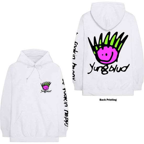 Yungblud Unisex Pullover Hoodie: Face (White) (Back Print) - Yungblud - Produtos - - 5056368642234 - 22 de setembro de 2020