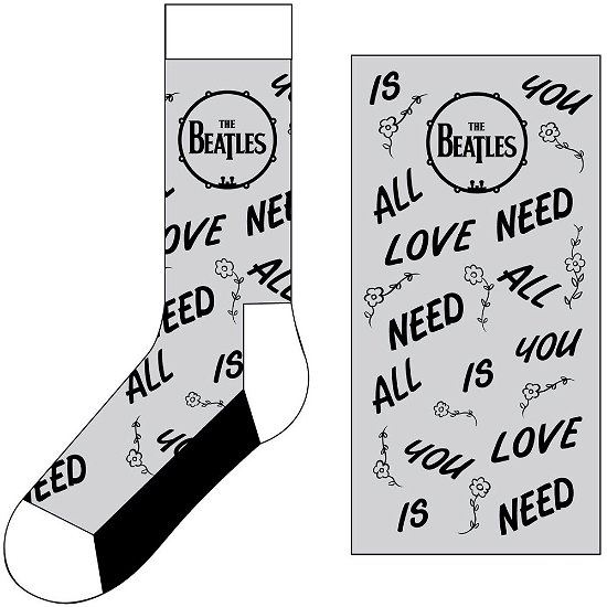 Cover for The Beatles · The Beatles Unisex Ankle Socks: All You Need Is Love &amp; Drum (UK Size 7 - 11) (Kläder) [size M] [Grey - Unisex edition]