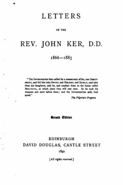 Cover for John Ker · Letters of the Rev. John Ker, D.D. (Paperback Book) (2016)