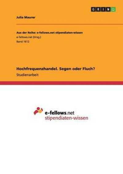 Cover for Maurer · Hochfrequenzhandel. Segen oder F (Book) (2015)