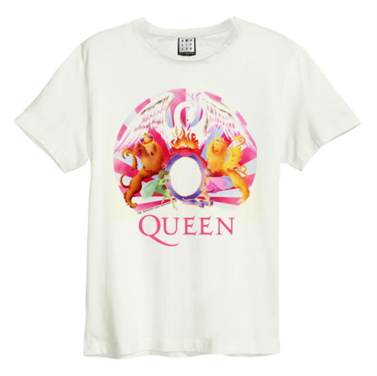 Queen - Night At The Opera Crest Amplified Vintage White Large T Shirt - Queen - Merchandise - AMPLIFIED - 5054488495235 - 10. juni 2022